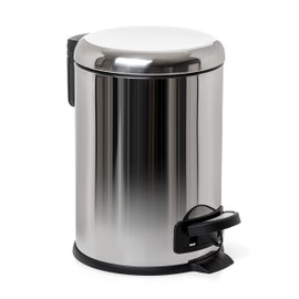 TATAY Cosmetic Bin with Stainless Steel Pedal, 3L Capacity, Removable Interior, Soft-Lock Closure, BPA-Free, Metallic Colour. Dimensions: 17.5 x 22.5 x 25 cm.
