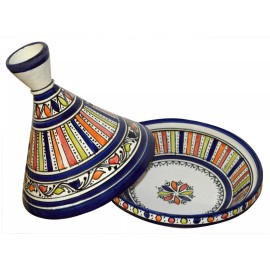 Handmade Moroccan Serving Tagine Handmade Ceramic Tajine Dish 8 inches Multicolored Strip