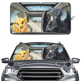 GENANY Cute Couple Dragon Windshield Sun Shade for Car SUV Truck (64x32 Inches), Automobile Sunshade, Protector Blocks UV, Car Decor