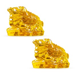 2PCS Crystal Glass Golden Toad Feng Shui Money Frog,2.4in Wealth Lucky Money Toad for Feng Shui Decor Attracting Wealth Success Chinese New Year Gifts