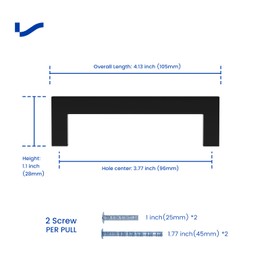 LONTAN Pack of 2 Cabinet Handles, Black, 96 mm, Hole Spacing Handles for Kitchen Cabinets, Furniture Handles, Kitchen Cupboard, Square, Solid
