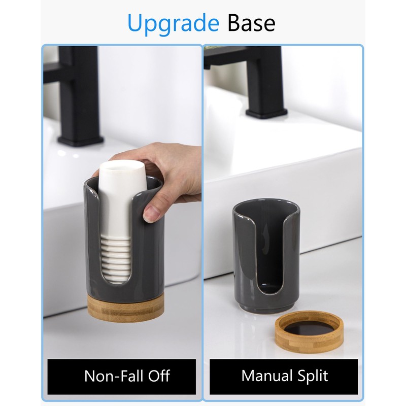 Ceramic Bathroom Cups Dispenser - 3-5 oz Disposable Paper &