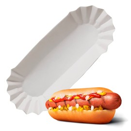 50 Pcs Hotdog Trays Disposable for Party and BBQ - Durable Paper Hot Dog Trays Disposable for Food Serving, Suitable for Hotdogs and Nachos, Microwave-Safe and Grease Resistant, Hot Dog Holders