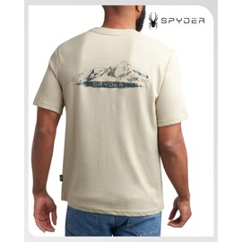 Spyder Mens T-Shirts - Soft Cotton Blend Crew Neck Short Sleeve Graphic Tees for Men - Casual Shirts for Daily Wear (S-XL), Size Medium, Stone