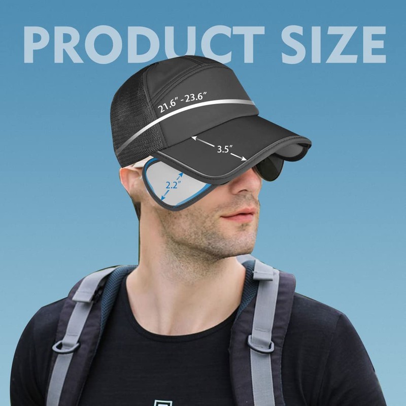Sun Visor Hats Men, Adjustable Retractable Brim UV Protection Mesh