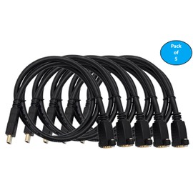 MICRO CONNECTORS 10 Feet HDMI Panel Mount Type Extension 6 ft. (28AWG) Cable with Ethernet Black 5-Pack (H2-10PMEX-5P)
