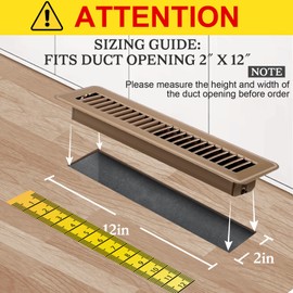 Gmurnai Heavy Duty Floor Registers 2x12 Inches, Air Vent Covers for Home Wall Ceiling, Rust Proof Finish Grilles (4, Brown)