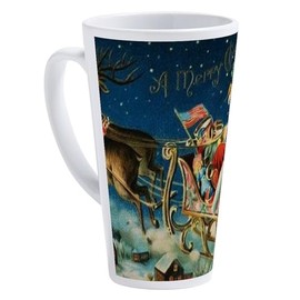 CafePress Vintage Santa Claus Sleigh Christm 17 oz Latte Mug