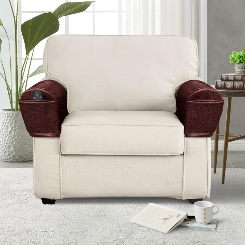 Leather Look Couch Arm Covers Set of 2 Armrest Covers