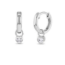 arete de aro de plata de ley 925 con piedra natal de imitación pequeña para niñas de 12 mm, aretes de circonita cúbica para niñas, hermosos aretes de piedra natal simulada para niñas jóvenes, Metal,