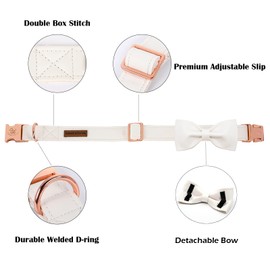 Elegant little tail Dog Collar with Bow - White Dog Collar with Bow Premium Collar Girls Boys Dog Collar Cute Dog Collar for Medium Dogs