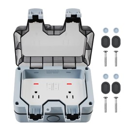 ZUYIYI Outdoor Power Outlet, Waterproof Weatherproof IP66 Electrical Outlet Box, 15A 110-250V Outdoor Plug Socket, Lockable Socket with Cover for Garden Outside Indoor (with Switches & LED indicator)