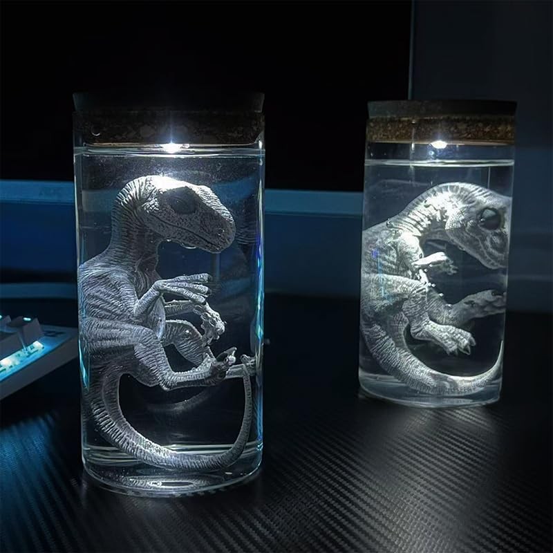 Unique Dinosaur in Glass Bottle Figurine - A Touch of