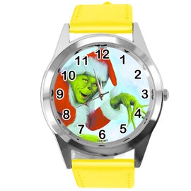 TAPORT® Yellow Leather Round Quartz Watch for Christmas Fans E2