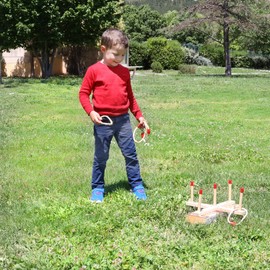 Blue Sky - Ring Toss Game - Outdoor Game - 049064Z - Beige - 2 to 6 Players - Wood - 36 cm x 36 cm - Children's Game - Board Game - Skill Game - for Ages 6 and Up