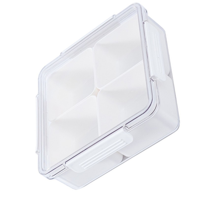 4 Compartment Snack Box Transparent Multifunctional Tight Sealing Divided Food