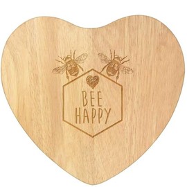 'Bee Happy Bumblebees' Wooden Heart Shaped Chopping/Cutting Board (WB00080406)
