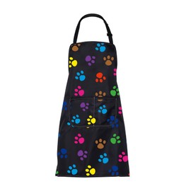 ENSIANTH Paw Print Apron Cat Grooming Apron with Pockets Cat Mom Owner Gift for Cat Groomer Pet Paw Print Cooking Kitchen Aprons (cat paw apron)