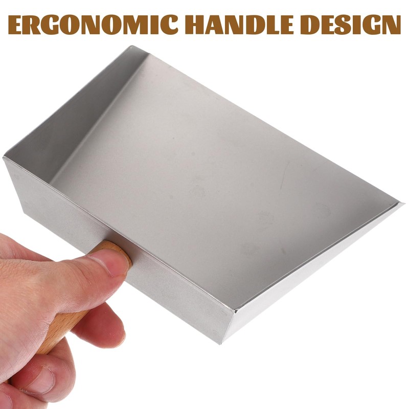 Tofficu Stainless Steel Dustpan with Wood Handle - Metal Dust