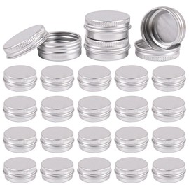 Framendino, 24 Pack 0.5 oz Aluminum Tin Cans with Screw Lids Refillable Small Jars Round Empty Containers (Silver)