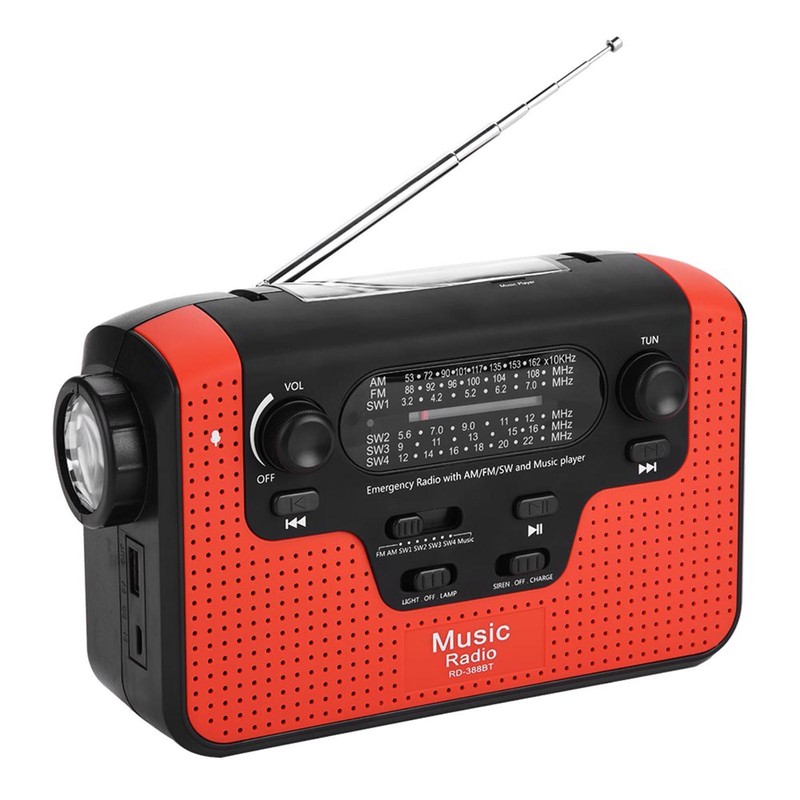 FM/AM/SW Solar Hand Crank Radio Memory Card Music for Bluetooth