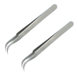 2 x Tweezers Tweezers Ultra Fine Precision Tweezers Stainless Steel Slant Tip Bend Eyelash Extensions Jewelry Making Eyebrow Tweezers Craft 3.9 - 4.3 inches (10 - 11 cm) (Length)