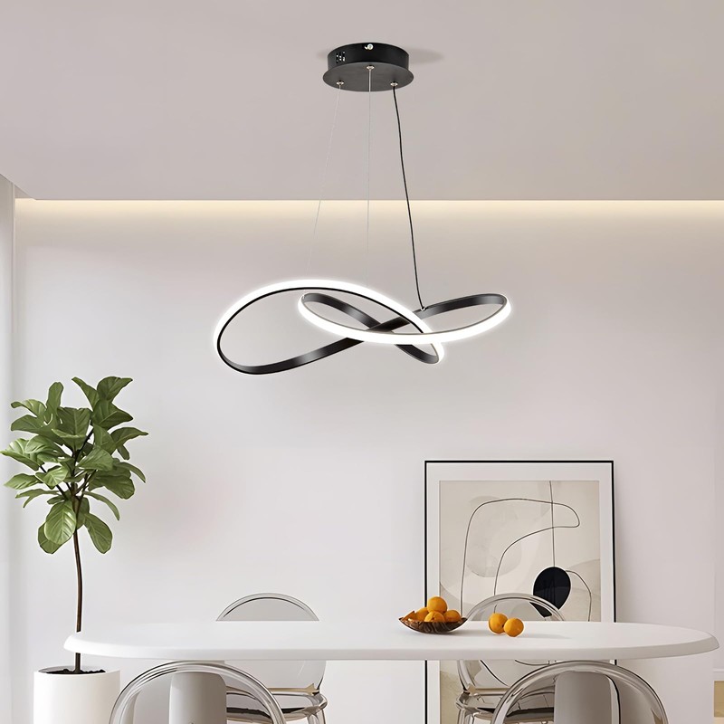 Viruhaka Modern LED Pendant Light Fixture,Black Contemporary Ceiling Hanging Fixture