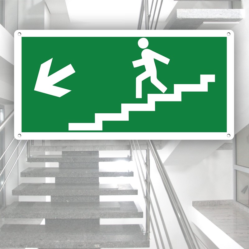 pubblimania Stair Emergency Exit, Safety Sign Made of Aluminium, 3