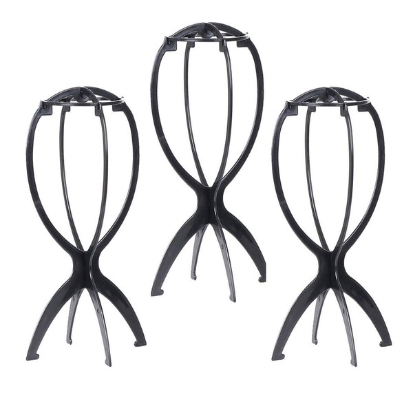 Xtrend 3 Pack 14.2 Inches Black Short Wig Stands for