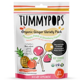 USDA Organic Tummypops Ginger Variety Pack (Pineapple, Peach, & Strawberry)