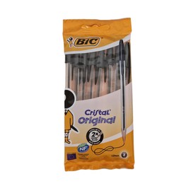 Bic Cristal Original Smudge Free Ballpoint Pens, Ideal for School, Black, Medium Point (1.0mm), Pack of 8