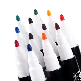 Chalk Markers 12 Count Colorful Fine Tip Dry Erase Markers with Eraser Drawing Markers Magnetic Whiteboard Markers 1-2mm Bullet Tip for Chalkboard Erasable Chalkboard Pens Menu Board