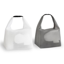 HeXueLy 2 Pack Waterproof Travel Toiletry Bag – Large Clear EVA Bags for Gym, Travel, Daily Use & Cosmetics – Dry-Wet Separation, Snap Buckle, Lightweight Foldable Design (Gray & White)