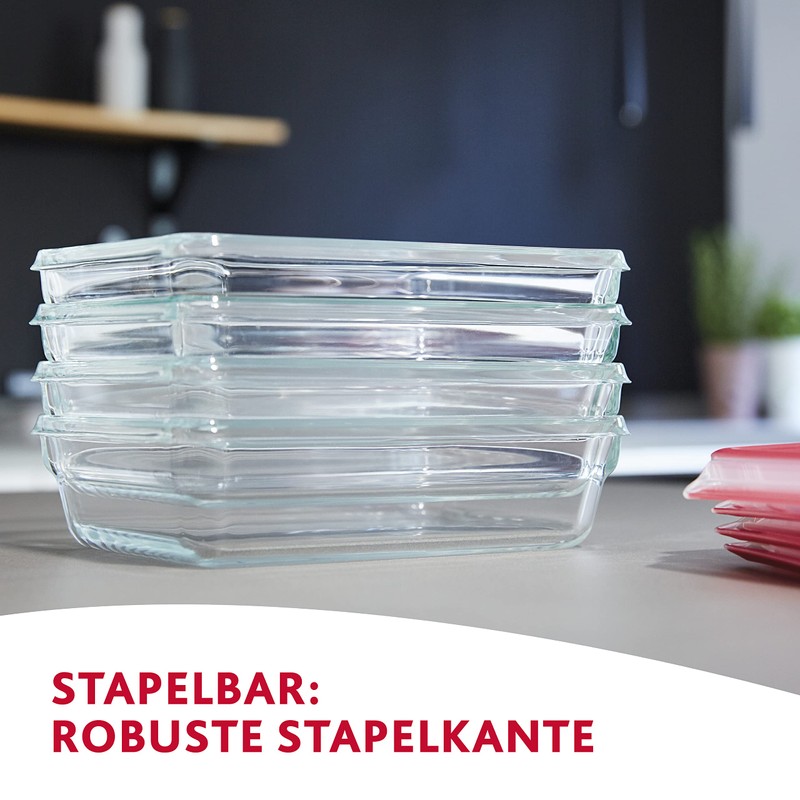 Emsa 516244 Clip & Close rectangular, glass food storage container,