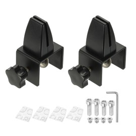 PATIKIL 1.8x1.3x2.1" Desk Divider Support Clamp, 2 Pcs Aluminum Desk Shield Clamp Desk Divider Partition Clamp Sneeze Guard Clamp Bracket for Office Home Desk Panel, Black