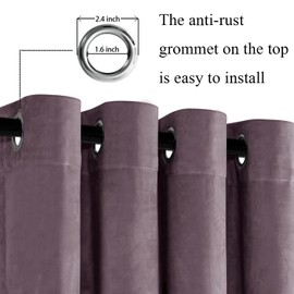 JIUZHEN Lavender Velvet Curtains 84 inches Long - Thermal Insualted Room Darkening Grommet Super Soft Velvet Textured Drapes for Living Room/Bedroom/Party, 52W x 84L, Set of 2 Panels