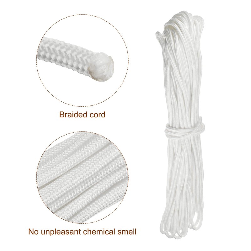sourcing map 65Ft 1/3 inch (8mm) Polypropylene Rope, Diamond Braided