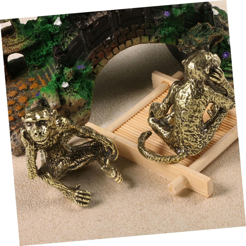 iplusmile Retro Brass Monkey Figurine Antique Monkey Statue Ornament for