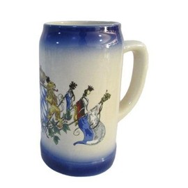 0.5 Liter | OktoberfestHaus Oktoberfest Mugs Stoneware Beer Steins Ceramic Mugs Tankard With Cobalt Blue and German Bavarian Coat Of Arms