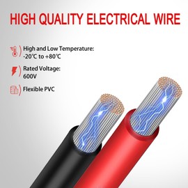 14 Gauge 10FT 2 Conductor Silicone Electrical Wire, 14 AWG Red Black 2mm Wire Cord,12V/24V DC Low Voltage/Tinned Copper Wire/2 Wires for Automotive Wire LED Strips Lamp Lighting Marine(3.1M/10FT)
