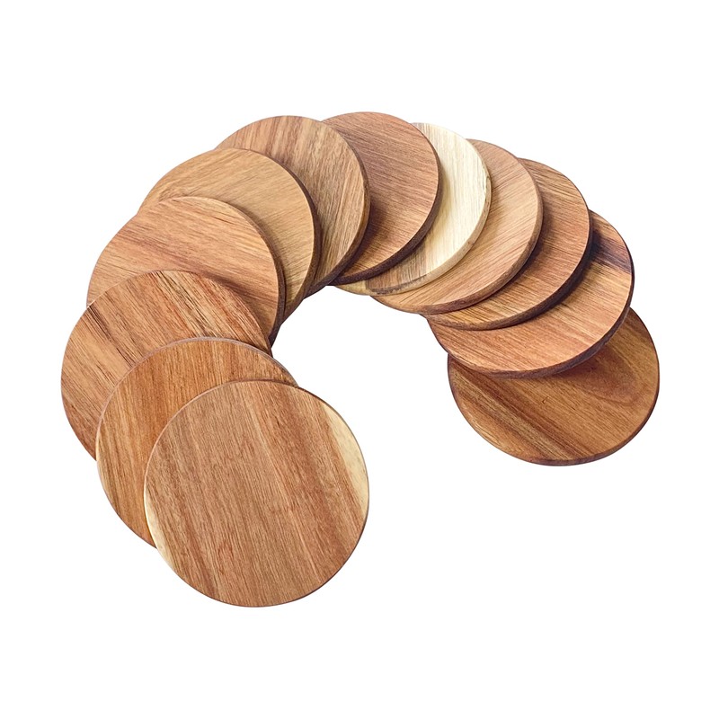 36 Pack Acacia Wood Drink Coasters, 3.68 Inch Round Wooden