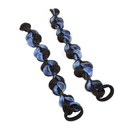 2pcs Bubble Ponytail Extension, Cute Synthetic Braid Wig Long Bubble Hairpiece for Women Girls, with high temperature synthetic hair, for versatile styling (Brown Black Haze Blue)