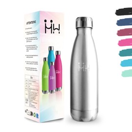 Water Bottle, 750 ml, BPA-Free, Stainless Steel, 304 Stainless Steel, Double Walled Vacuum Insulated, Insulated Flask for Camping, Office, Gym, Climbing Mountains - Real Colour