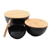 ECOWAY Salad Bowl Set of 3 with Bamboo Wooden Lids,