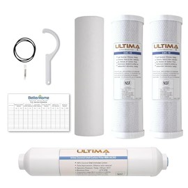 Ultima 7/VII 5 Stage Reverse Osmosis Filters, Uinversal Under Sink Water Filter System Replacement Cartridges with 1/4-Inch NPT Post Carbon Filter Kit (Without Membrane) GRO-050 Compatible