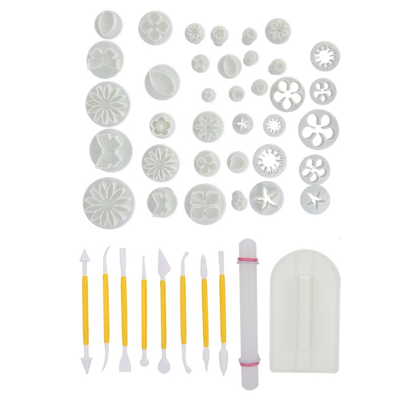 46PCs Pottery Tools Printing Mold Set Durable Plastic DIY Molds