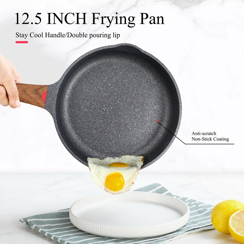 Vinchef 12.5" Non Stick Frying Pans, Skillet with Lid Used
