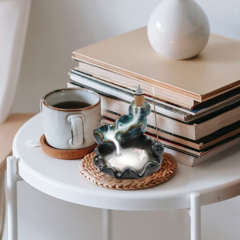 Ceramic Incense Burner, Waterfall Flowing Incense Holder, Exquisite Incense Cone
