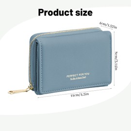 Laughhe Women's Mini Purse, Women's Leather Wallet, Small and Short Format, Small Wallet, Women's Purses with Many Compartments for Women and Girls, blue, Minimalist