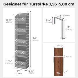 GRANNY SAYS Hanging Organiser Door with 5 Compartments, Behind the Door Hanging Storage Organiser, Grey Door Shelf for Hanging, Door Organiser, Hanging Organiser for Bedroom, Door Hanging Shelf, Star